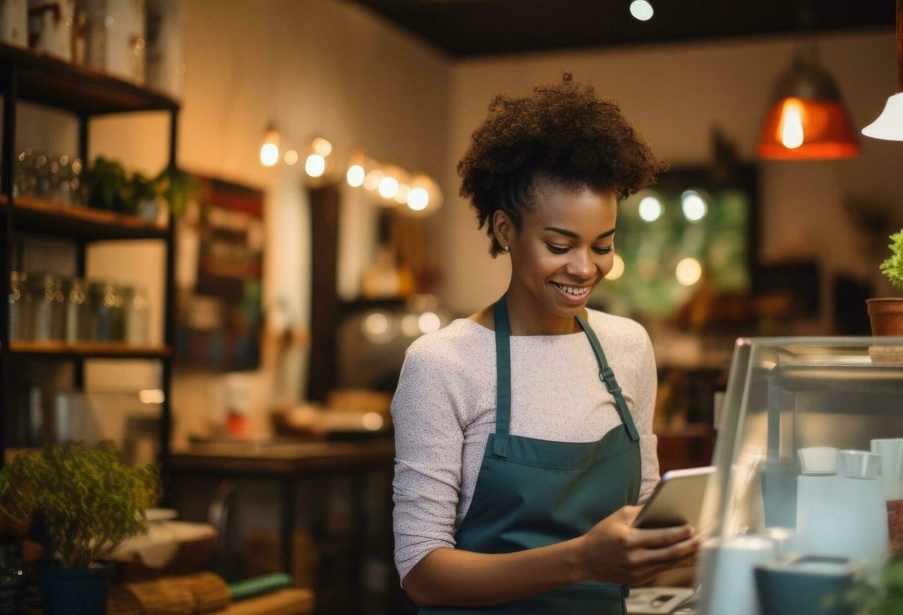 F&B operations consultant reviewing a tablet POS screen with a restaurant owner